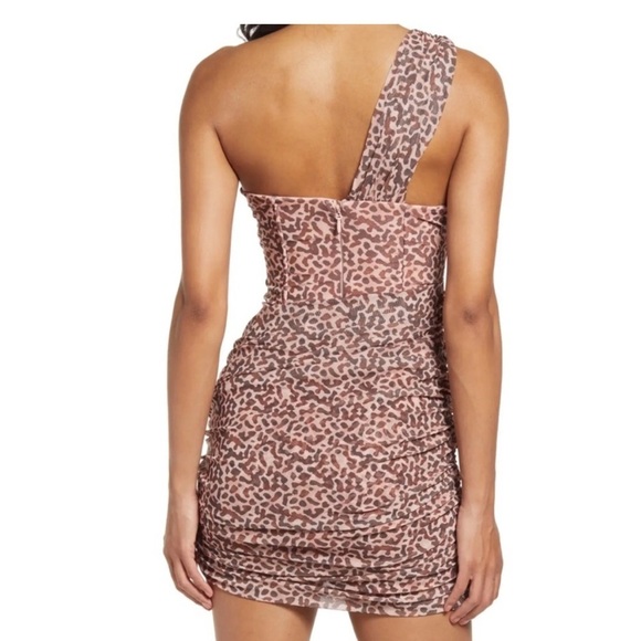 House of CB Clementine leopard mesh one shoulder ruched mini dress - Picture 5 of 16